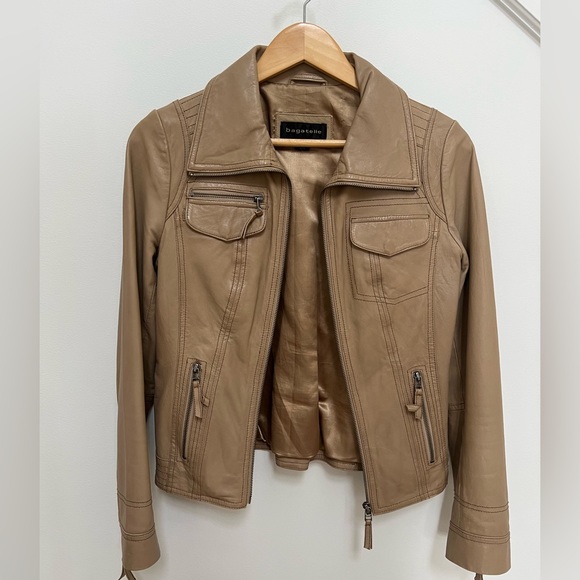 Bagatelle Camel Leather Jacket Women’s Size Medium - Picture 3 of 4